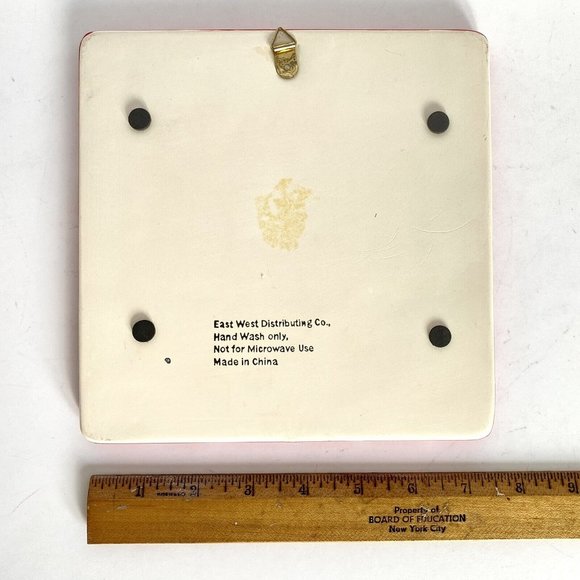 Vintage Santa Tile Trivet Coaster Hand Painted Ceramic 7.5 Inches Square - Picture 7 of 8